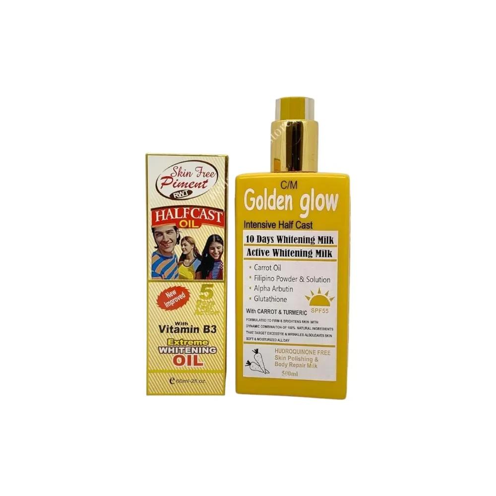 Golden Glow Intensive Half Cast Brightening Milk And Half Cast Oil Combo