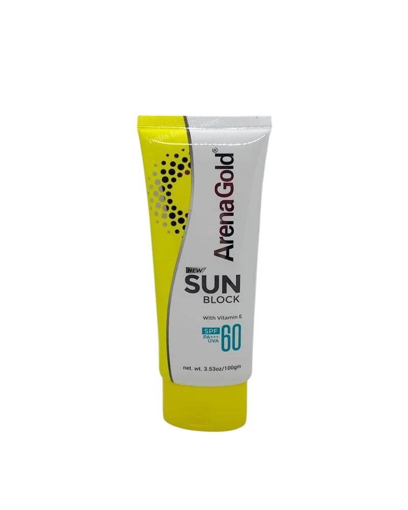 Arena Gold Sunblock SPF60 Brightening Cream with Vitamin E - 100Grm