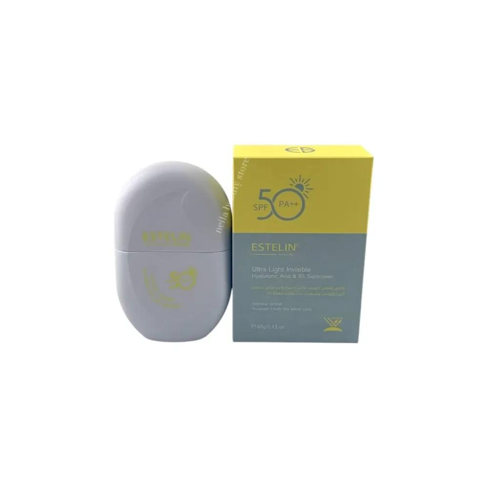 Estelin SPF50 Hyaluronic Acid+B5 Ultra light Invisible Sunscreen - 60Grm