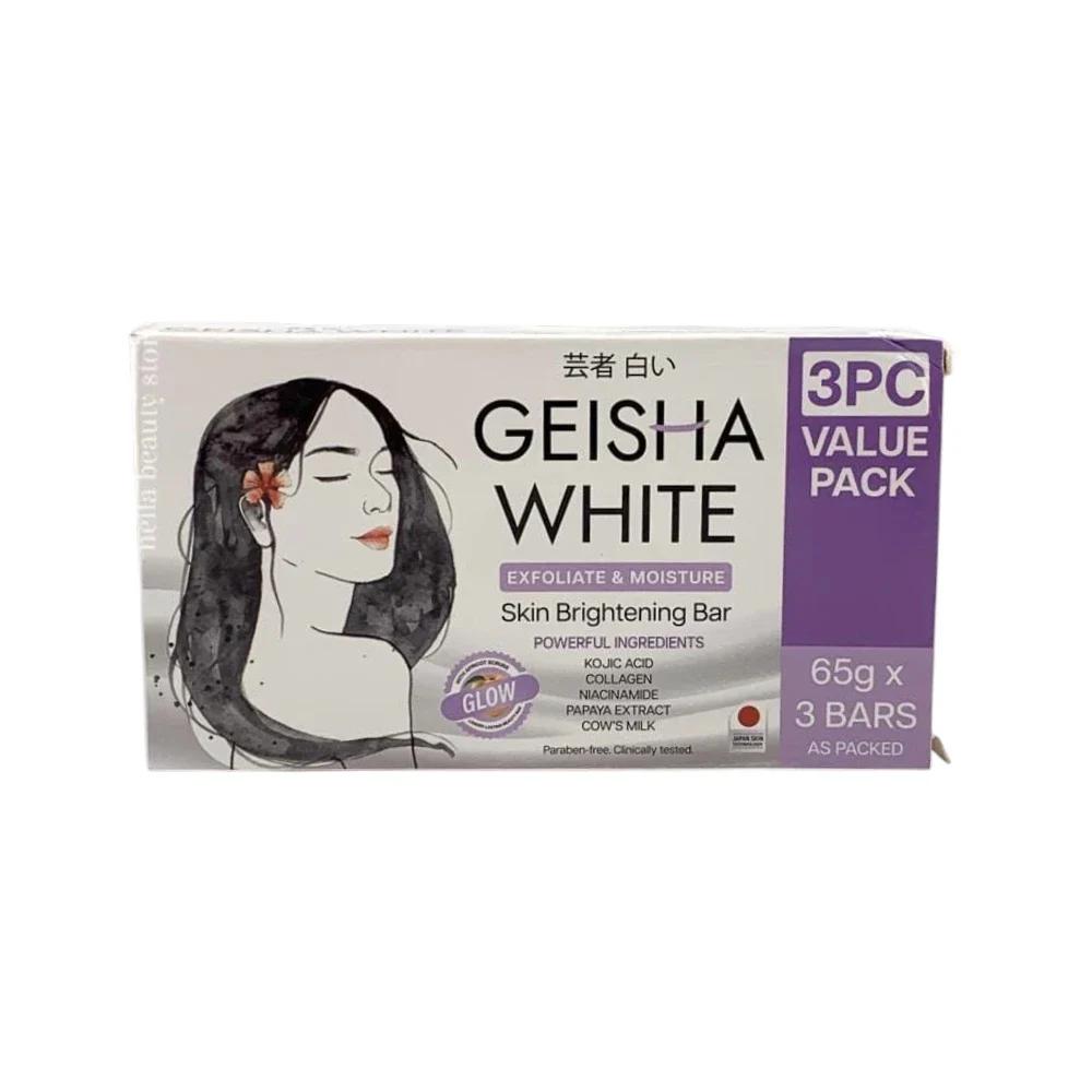 Geisha White Exfoliate & Moisture Skin Brightening Bars - 65Gm 3Bars