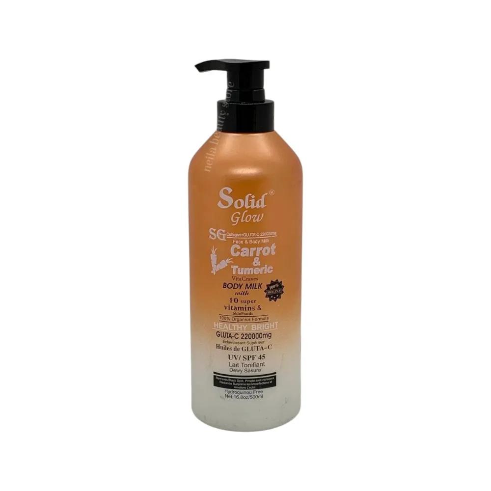 Solid Glow Carrot And Turmeric+Vitamins Healthy Bright Body Milk - 500Ml