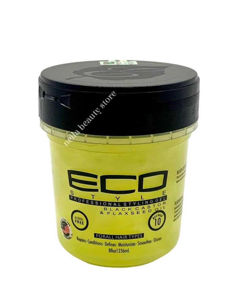 Eco Style Professional Styling Gel Black Castor And Flaxseed Oil - 236Ml