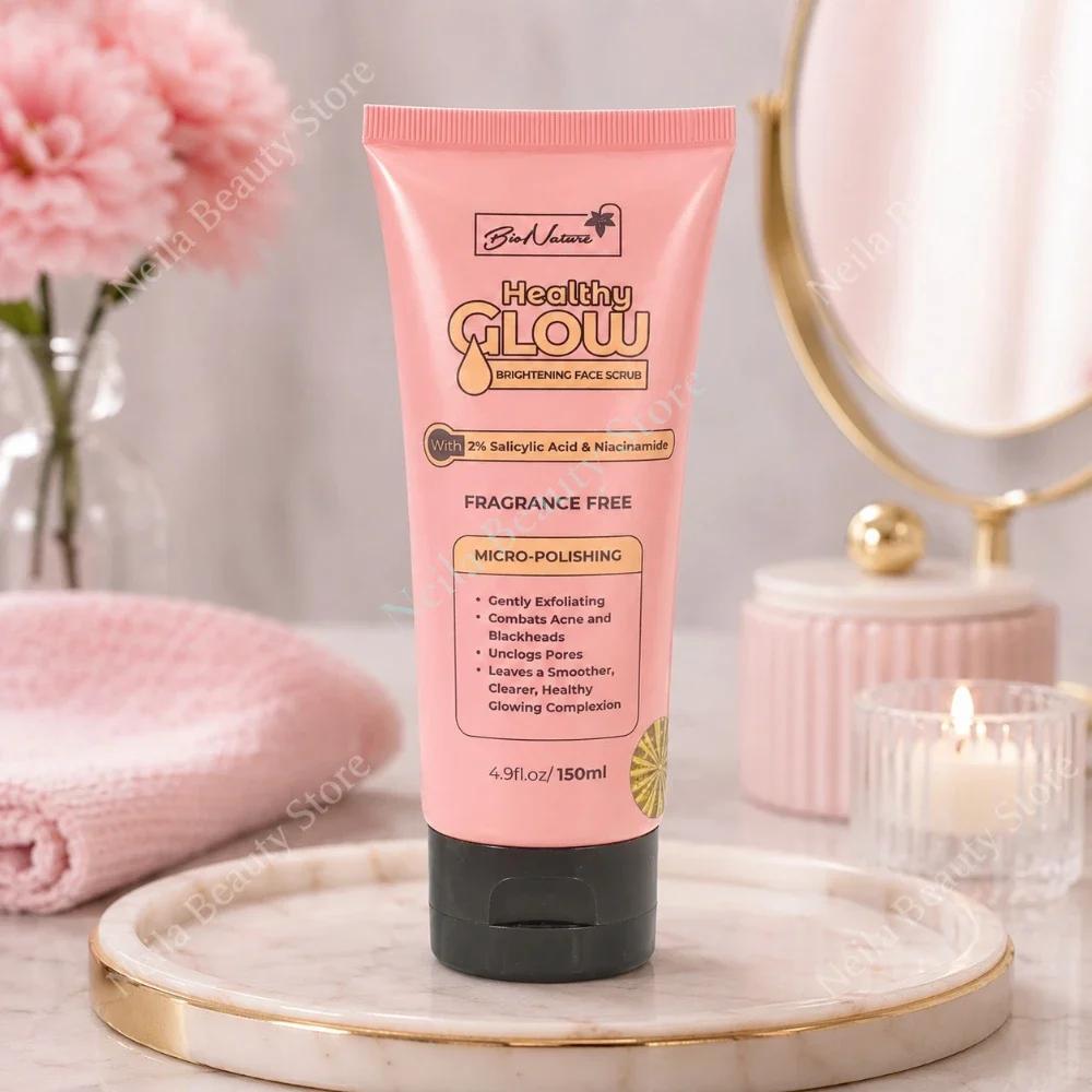 Bionature Healthy Glow Brightening Face Scrub With 2% Salicylic Acid & Niacinamide - 150Ml