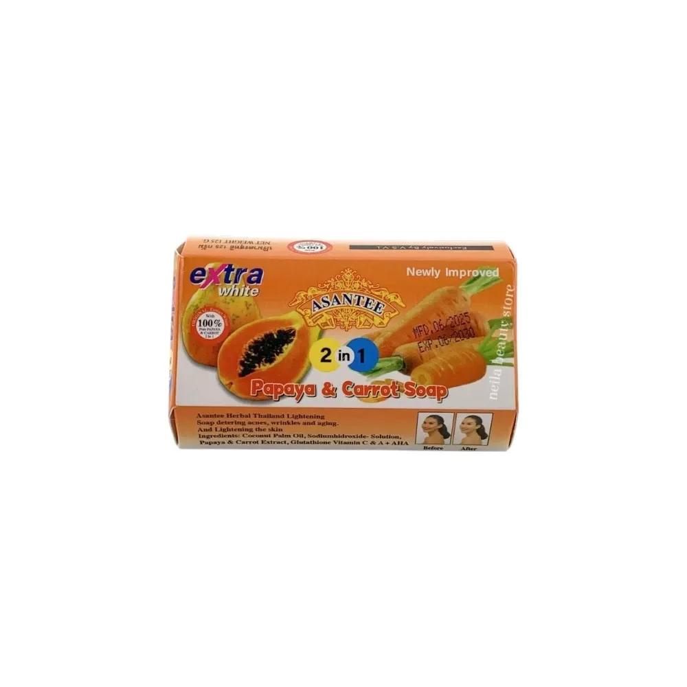 Asantee Extra White 2In1 Papaya And Carrot Soap - 125Grm