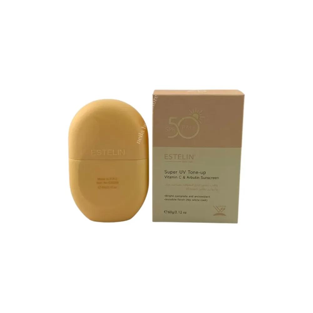 Estelin SPF50 Super UV Tone-Up Vitamin C & Arbutin Sunscreen - 60Grm