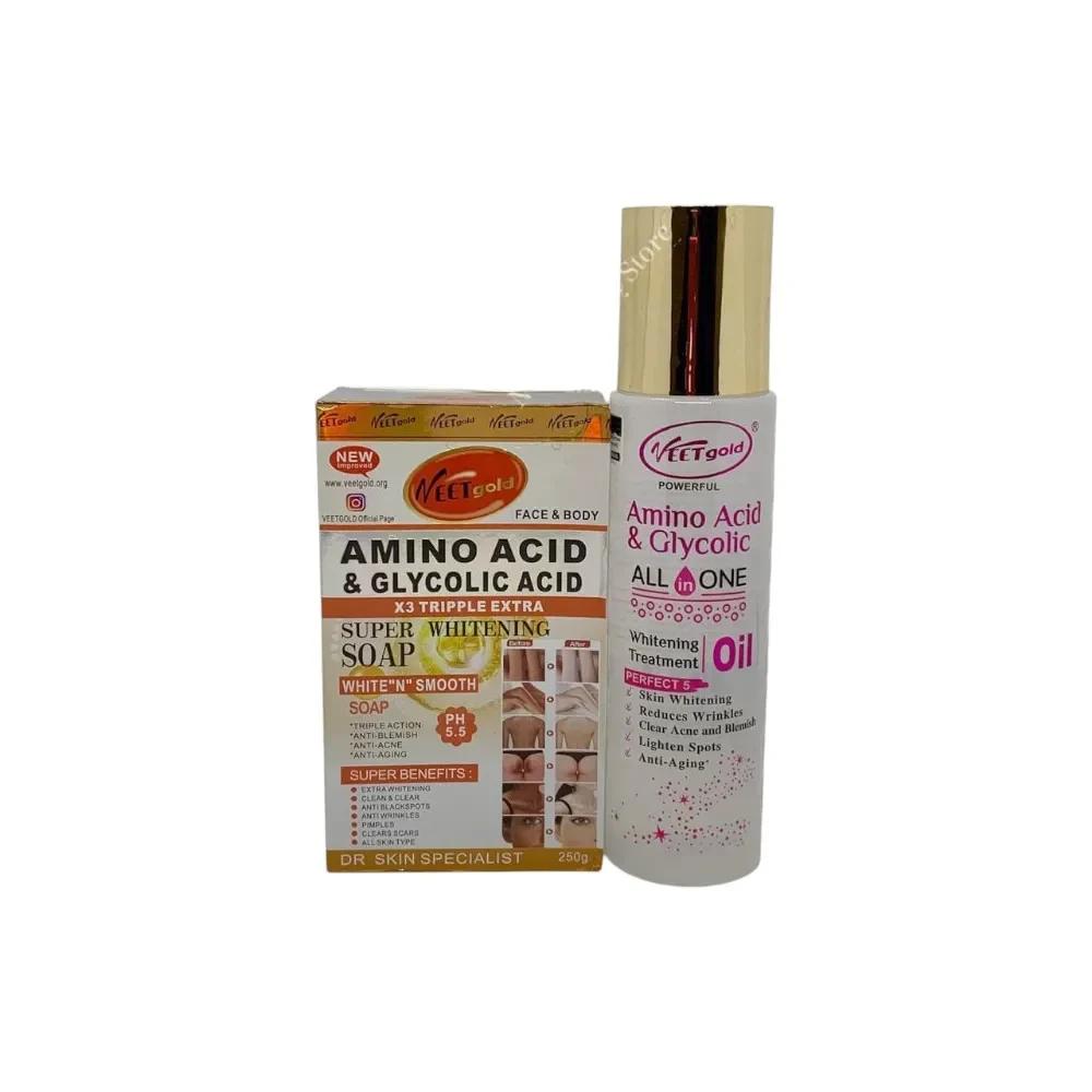 Veetgold Amino Acid & Glycolic Acid All In One Treatment Oil And Soap Combo